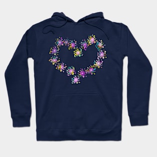 Heart shaped bunch of many colored flowers Hoodie